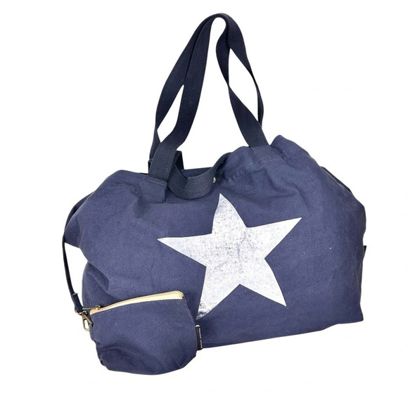 Vintage Addiction Star Large Washed Canvas Tote Bag with Small Pouch - Picture 2 of 10